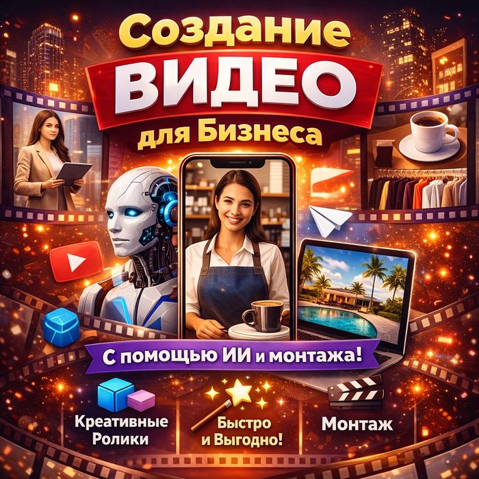 Создам продающий видеоролик для бизнеса | AI + монтаж
