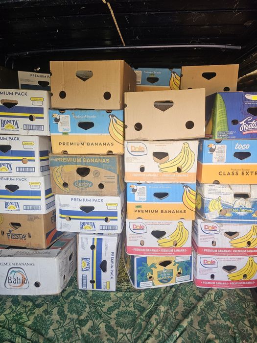 Продавам кашони от банани нови 3лв употребява ни2лв