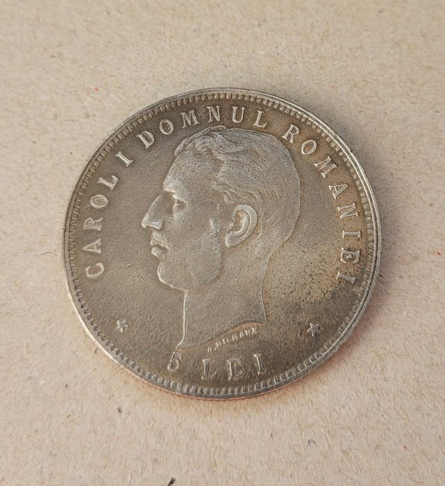 Moneda veche argint 5 lei 1906 România