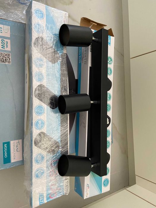 Спот осветително тяло Master LED Bardo 220V 3xGU10 черен мат, хром държачи - 2 броя