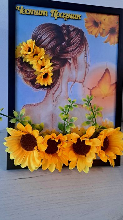 Букет в рамка- подарък за осми март