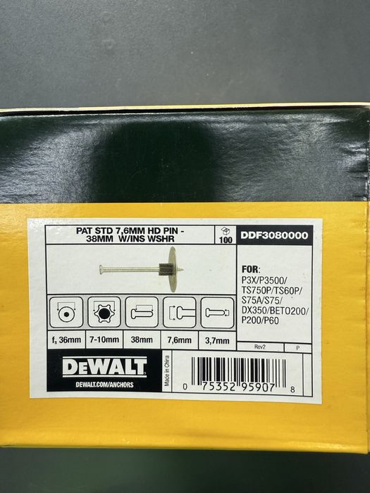 Stifturi  de acționare cu șaibă izolatoare DeWalt DDF3080000