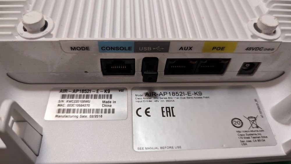 Cisco Aironet AIR-AP1852I-E-K9 Wi-Fi Access Point, 802.11ac