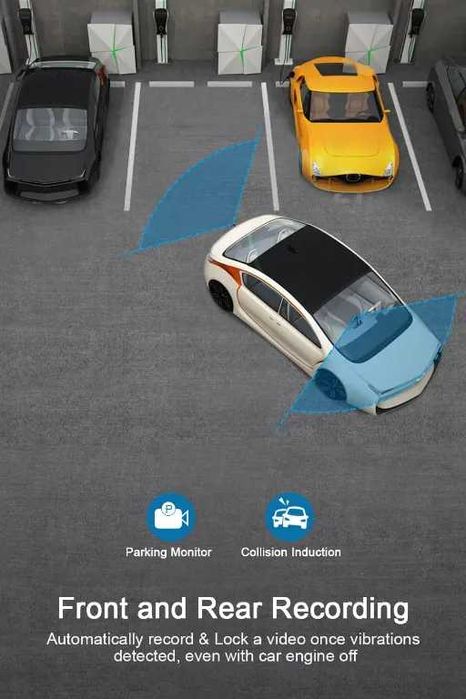 Dashcam предна и задна камера за кола CHORTAU 32GB 1080P 3" IPS Loop