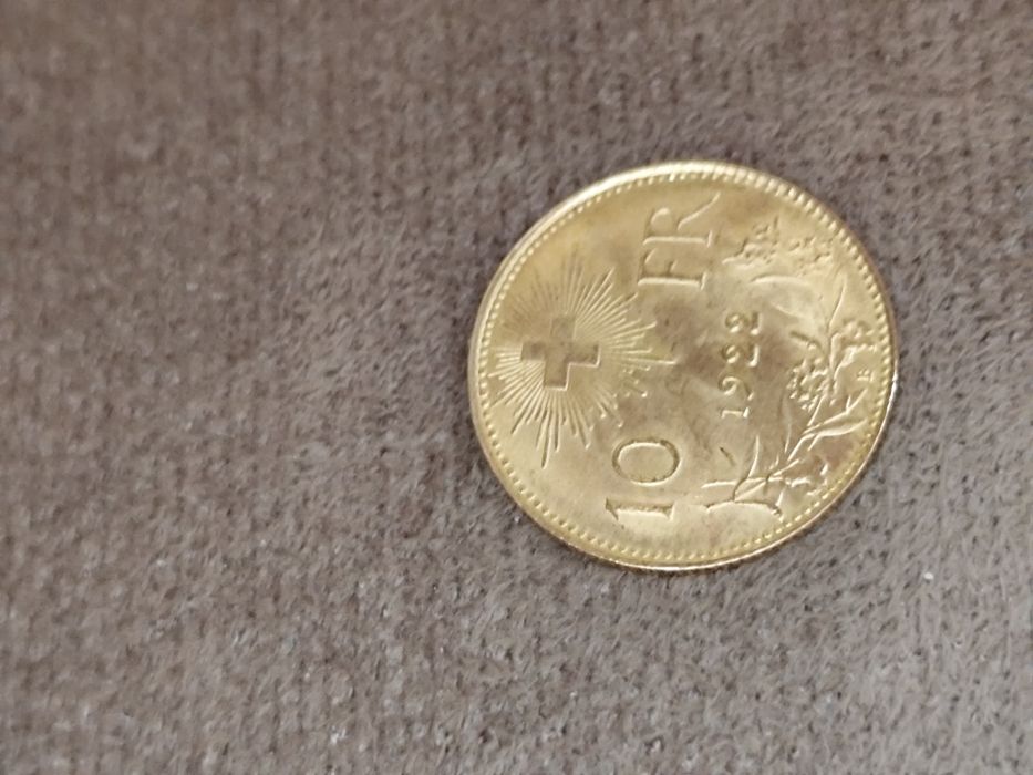 10 златни Швейцарски Франка Вренели 1922
