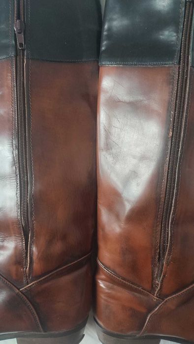 Cizme piele naturală Italia vintage stil equestrian damă 38 maro