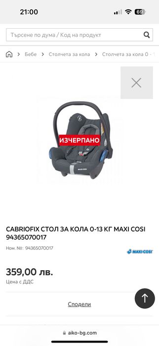 Cabriofix стол за кола 0-13 КГ MAXI COSI