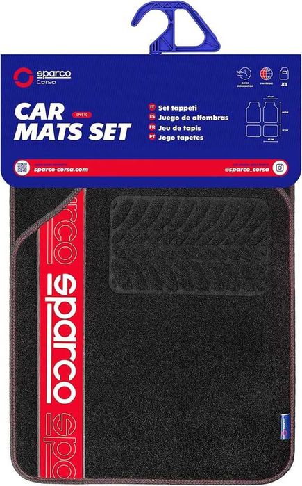 Комплект универсални автомобилни стелки Sparco с Червени кантове.