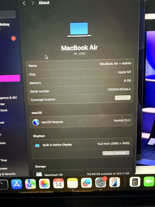MacBook Air M1 2020 / АКБ 93%