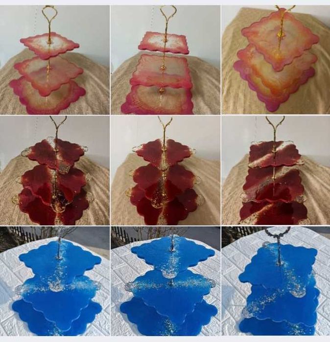 Suport etajat handmade din rășină epoxidică – modele unicat -candy bar