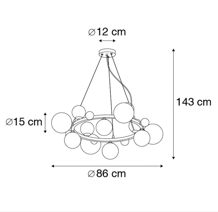Дизайнерска лампа със стъклени кехлибарени балони
