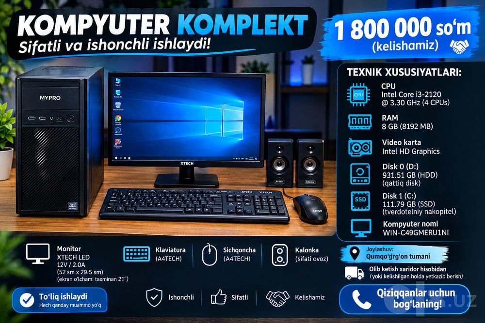 Kampyuter, klaviatura, sichqoncha, kalonkalar, sestema.