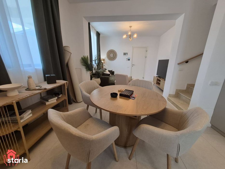 Tunari-PRIMA LOCUIRE, 3 camere curte, piscina exterioara, mobilat luxu