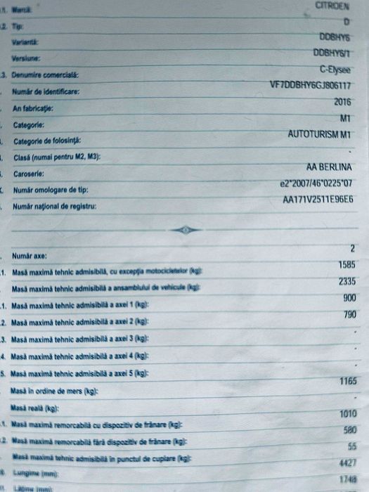 Citroen C Elysee 2016 ~ 1.6Diesel Euro 6 ~ Clima Pilot Senzori Park