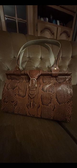 Poșetă vintage din piele de piton, Made in Italy, lucrată manual”
