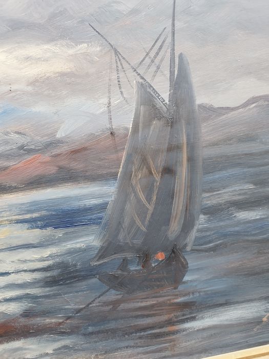 Голяма винтидж авторска картина рисувана с маслени бои