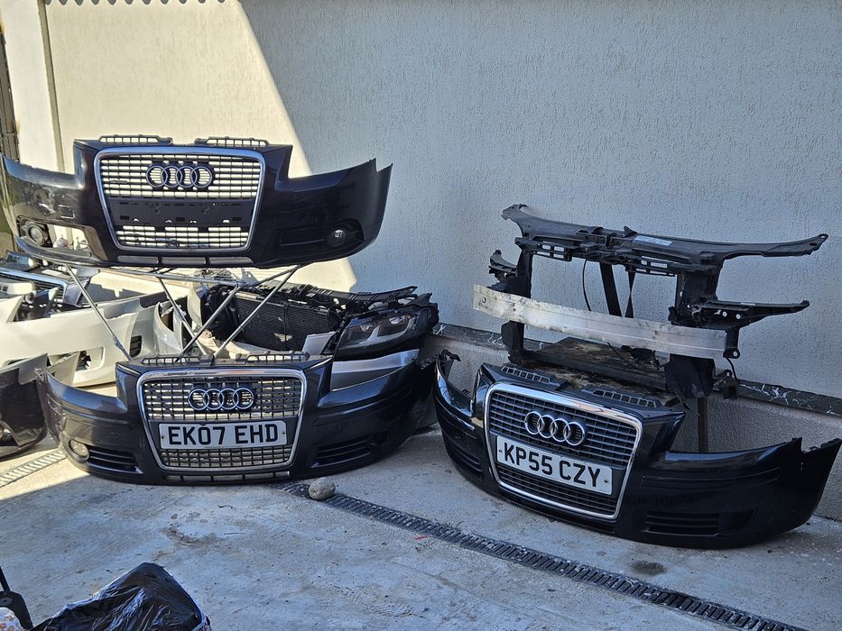 Bot Parte Fata Audi A3 8P Nonfacelift Bara Grila Fagure Far Tragar Capota Negru LC9X Argintiu Grup Radiatoare Intercooler Radiator Apa antigel ac