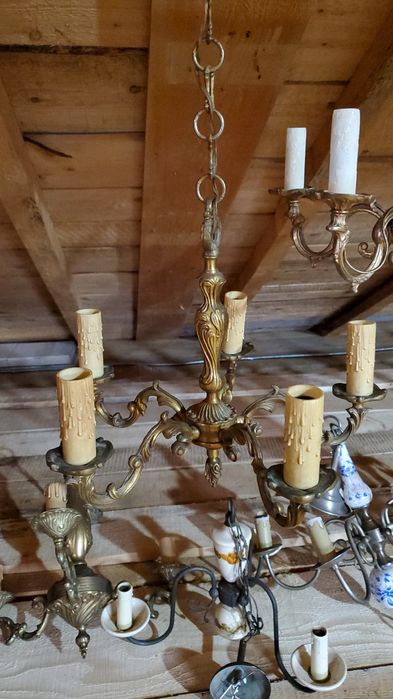 Lustra candelabru, aplice, obiecte decor vintage din bronz  masiv