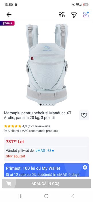 Marsupiu Manduca xt albastru si fillikid