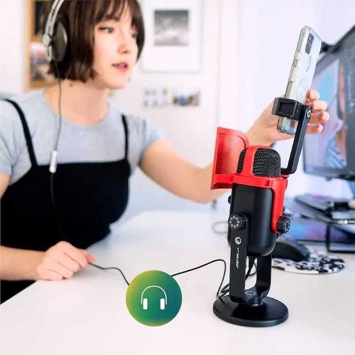 USB Микрофон JOBY Wavo POD за стрийминг и подкаст с поп филтър