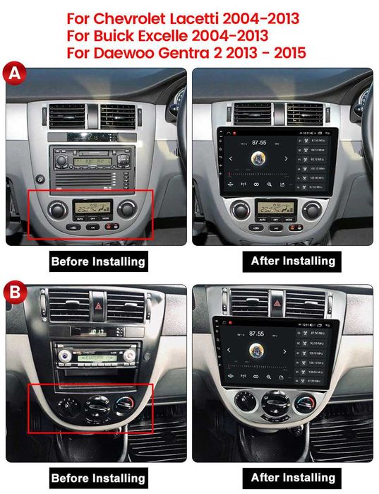 Navigatie Android 14 Chevrolet Lacetti 2003 - 2010 Waze CarPlay CAMERA