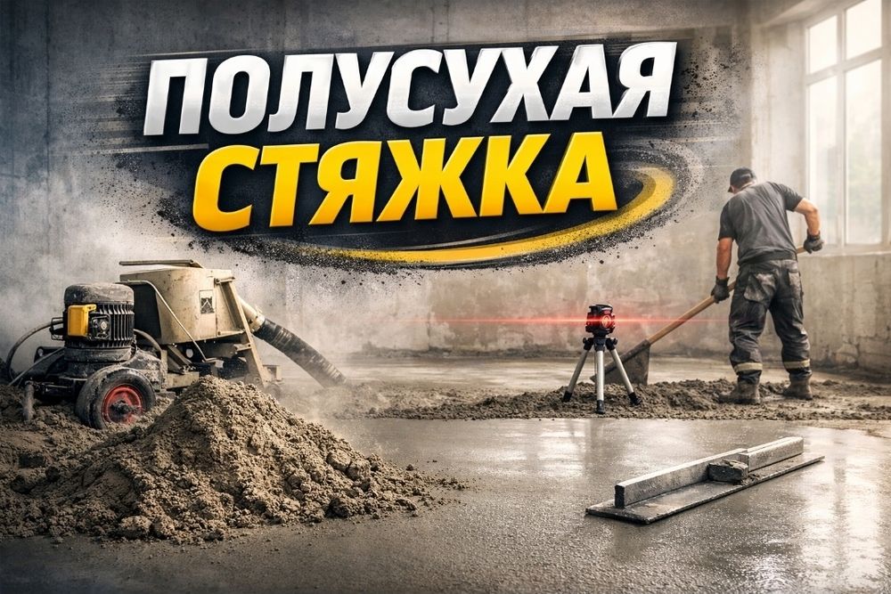 Полусухой стяжка Гарантия качества и чистоты работы!
Ровно • Быстро •
