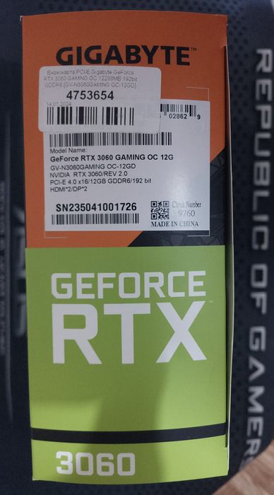 Видеокарта GeForce RTX 3060 12GB, GAMING OC. Б/У.
