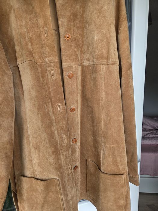 Geaca /camasa piele intoarsa ,naturala ,mustar