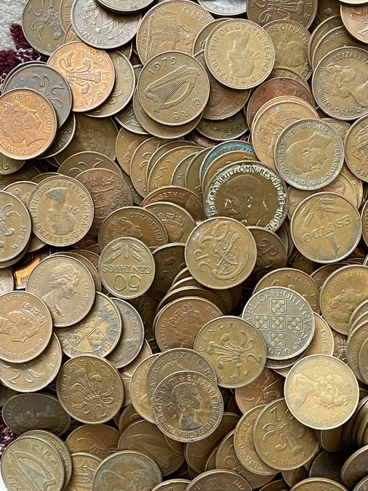 Lot monede vechi străine (Marea Britanie, Irlanda, Spania etc.) - 3 KG