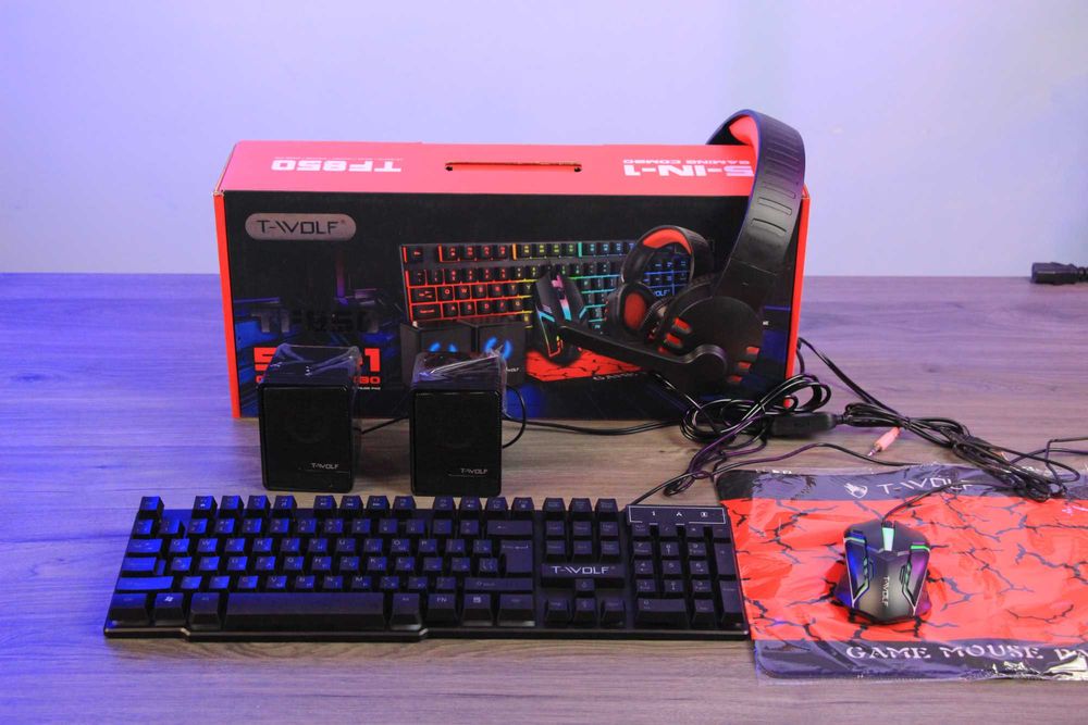 5in1 Klavetura+sichqoncha+kovrikcha+kalonka+quloqchin