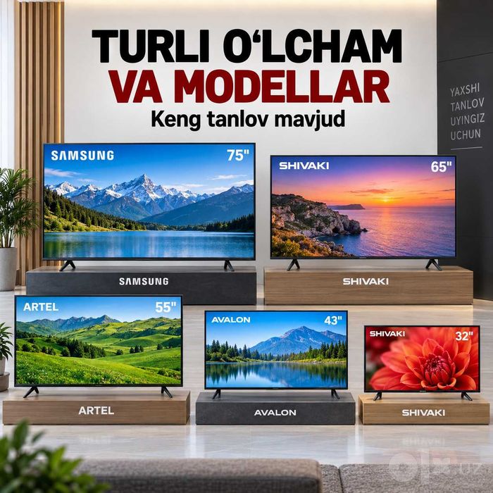 Televizorlar Artel, Avalon, Shivaki, Samsung — kafolatli