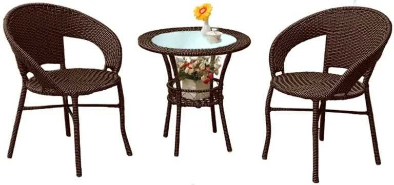 Градински Ратанов Комплект – 2 Стола с Маса