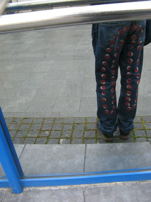(SOLD)blugi EVISU red dots selvedge (ed hardy bape stussy y2k)