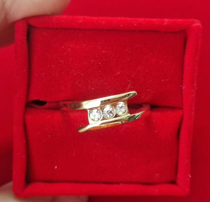 GR101, inel placata ur 14k, model logodna, zirconii albe, superb