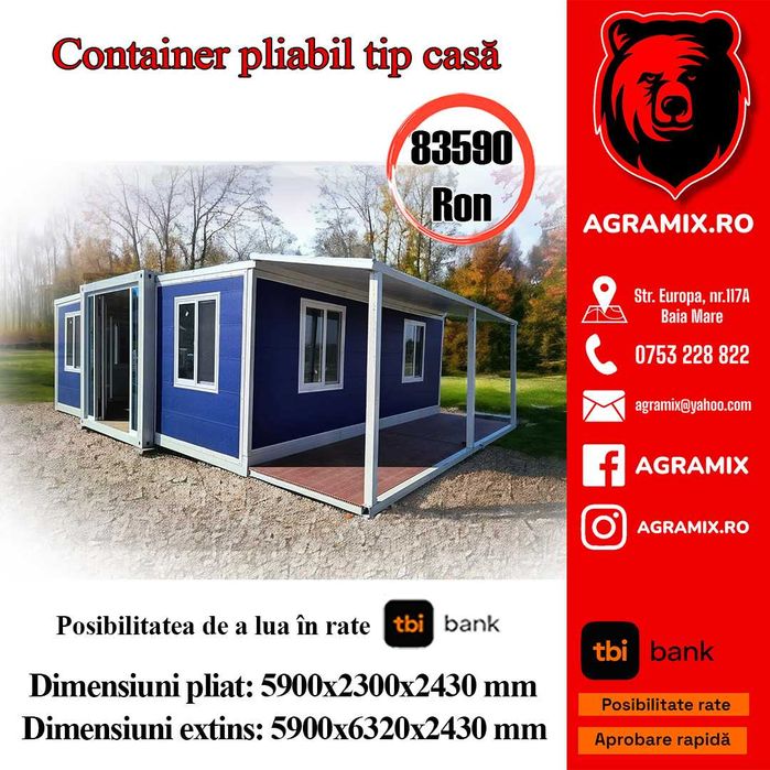 Container tip casa albastra cu terasa nou Agramix