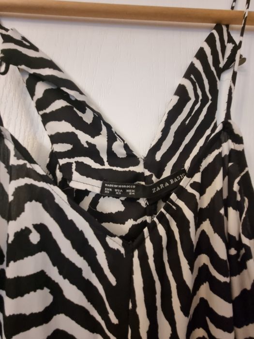 Salopeta zebra alb negru XS Zara casual