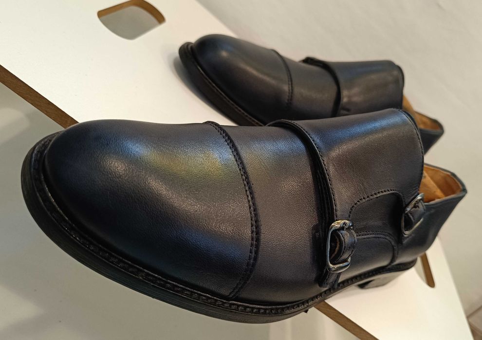 Pantofi double monk 40.5 41 de lux British Passport piele naturala