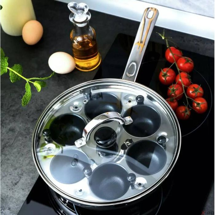 Tigaie cu insertie pentru oua, compartimente pentru 6 oua, capac din