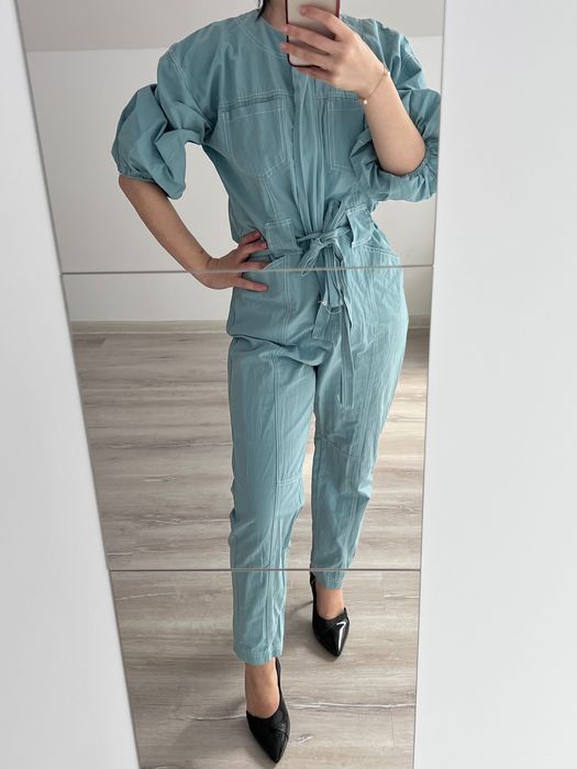 salopetă turcoaz cu buzunare