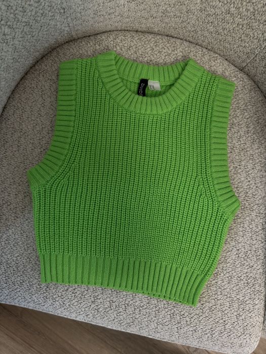 H&M зелен плетен елек