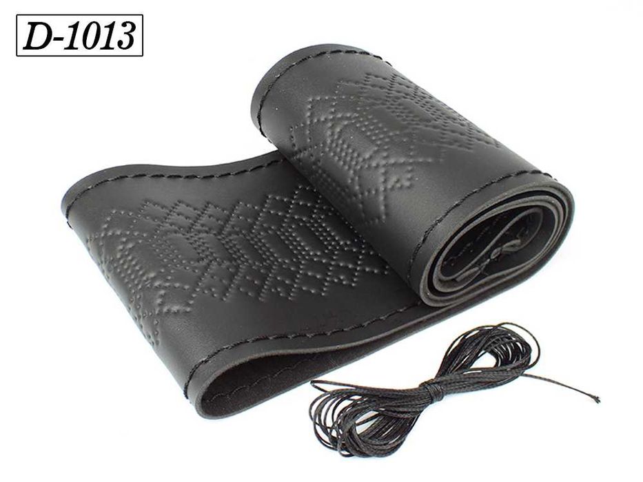 Шиещи се калъфи за волан 38 см от Еко кожа, черни с 5 различни шарки