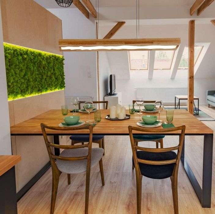 Висяща Лед лампа 100 см дърво и епоксидна смола трапезария, остров.