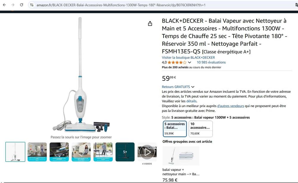 Mop cu aburi BLACK+DECKER multifuncțional 1300W, pentru casa