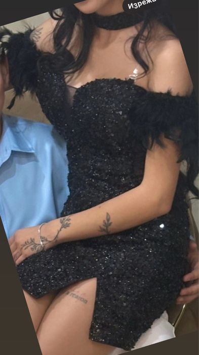 Черна къса рокля носена веднъж размер xs/s 35€