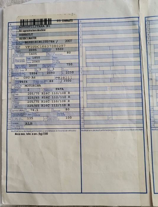 Renault master / 2007 / 3.5 t / platformă auto / tractări / 2.5 euro 4