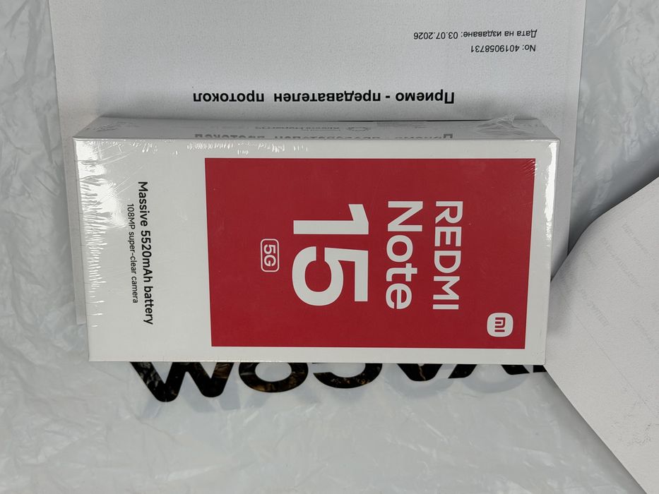 ЗАПЕЧАТАН 128GB Xiaomi Redmi Note 15 5G VIVACOM Гаранция 2028 BLUE