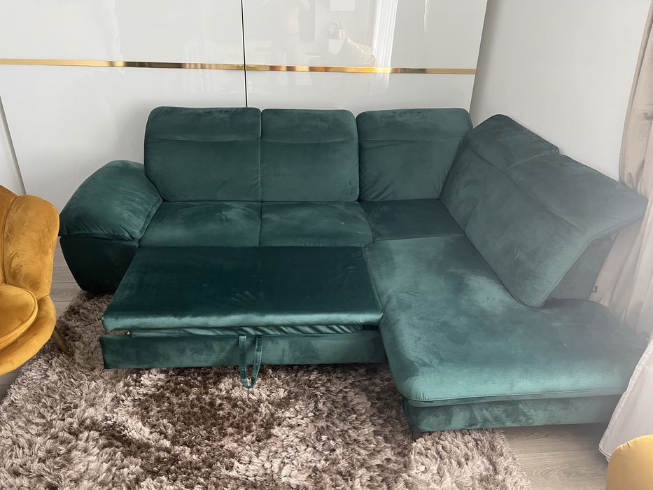 Colțar Lara extensibil culoare verde smarald