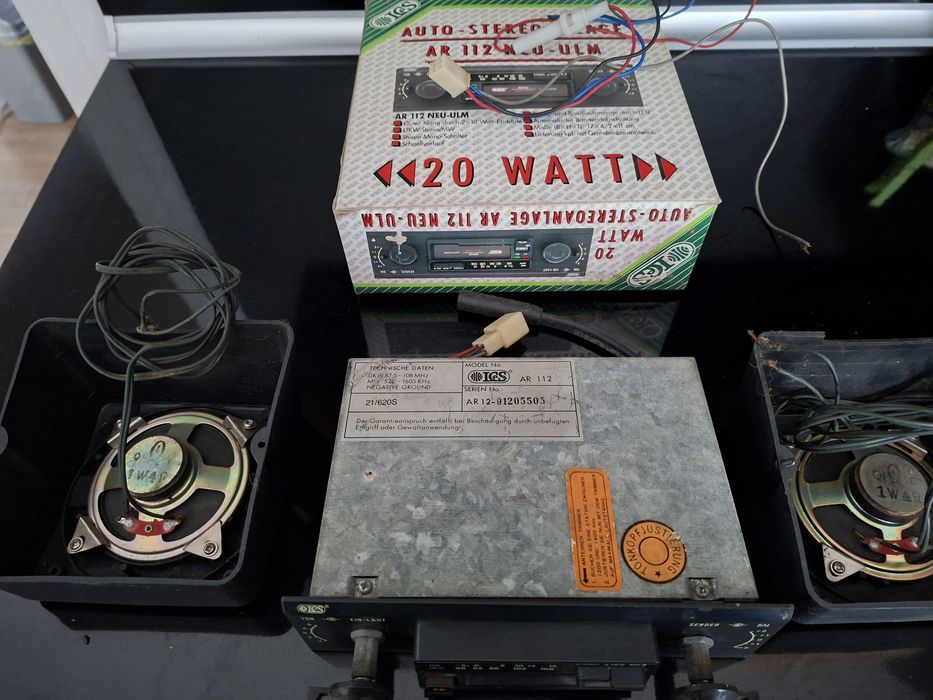 Комплект авто радиокасетофон ICS, две тонколонки и външна авто антена