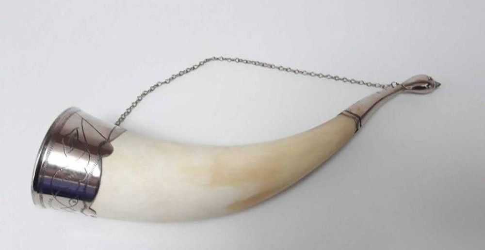 Corn de bivol pentru vin, traditional rusesc, argint , vanatoare