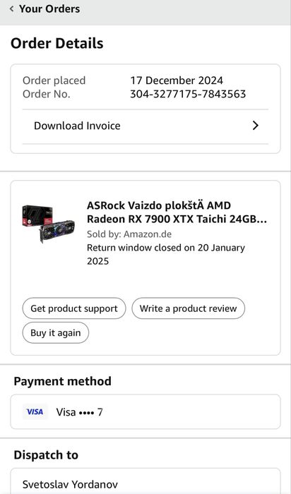 Видео карта ASRock Radeon RX 7900 XTX 24GB Taichi OC
